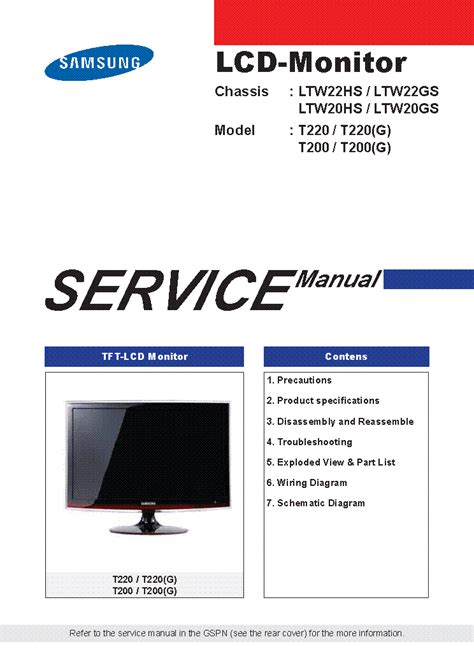 Samsung Syncmaster T200 T220 Service Repair Manual