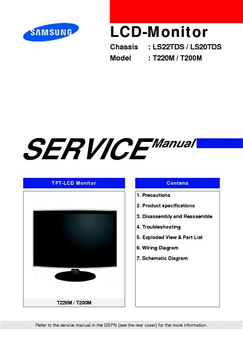 Samsung Syncmaster T200m T220m Service Manual Repair Guide