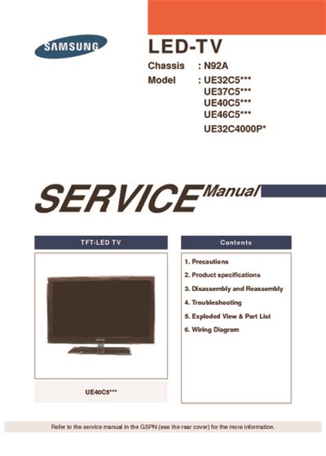 Samsung Ue32c4000 Ue32c4000p Service Manual Repair Guide