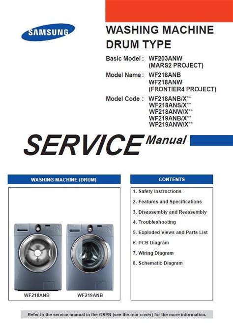 Samsung Wf219anb Wf219anw Service Manual And Repair Guide