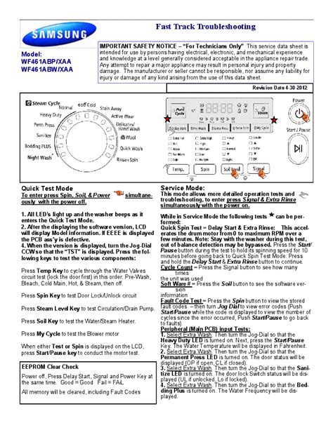 Samsung Wf461abp Wf461abw Service Manual Repair Guide