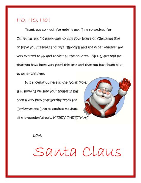 Santa Claus Reply Letter Template