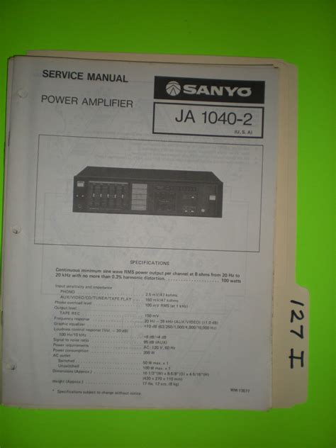 Sanyo Ja 166 Power Amplifier Repair Manual