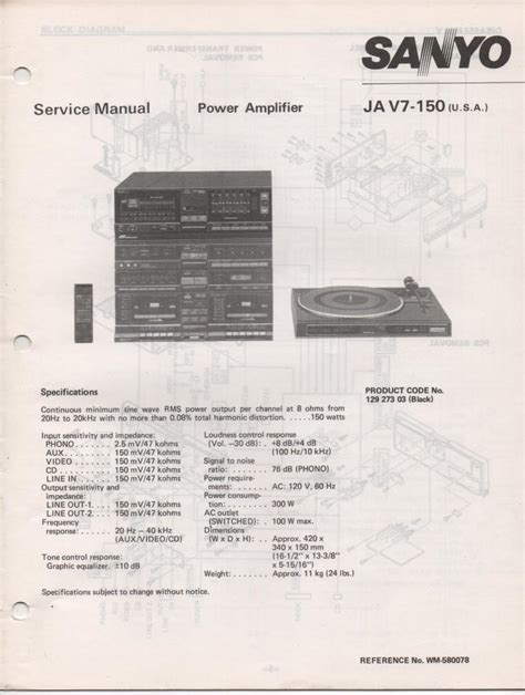 Sanyo Ja 166 Power Amplifier Service Manual