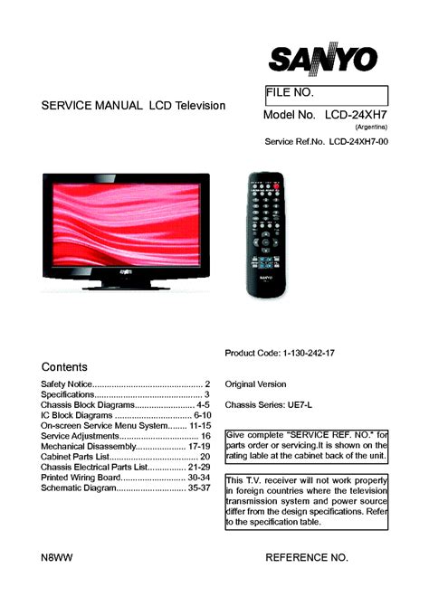 Sanyo Lcd 24xh7 Lcd Tv Service Manual Download