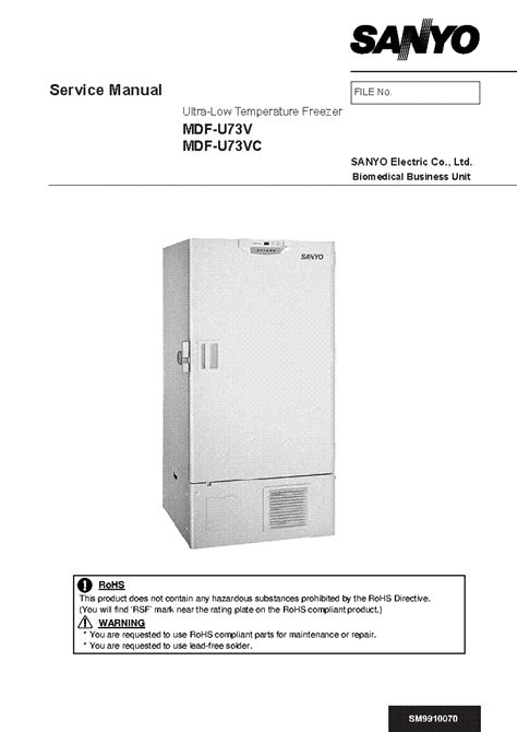 Sanyo Mdf U73v Freezer Service Manual Download