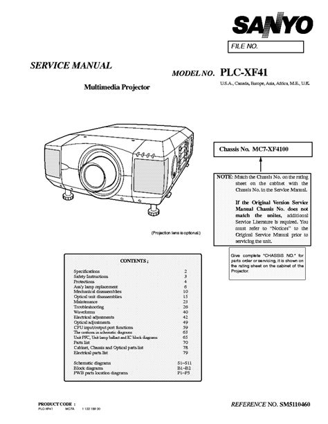 Sanyo Plc Xf41 Multimedia Projector Service Manual Download