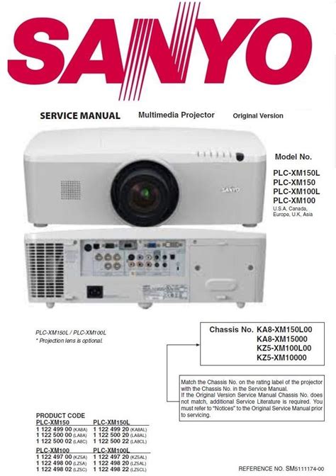 Sanyo Plc Xm150l Multimedia Projector Service Manual