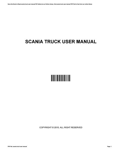 Scania Truck User Manual