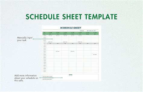 Schedule Sheet Template