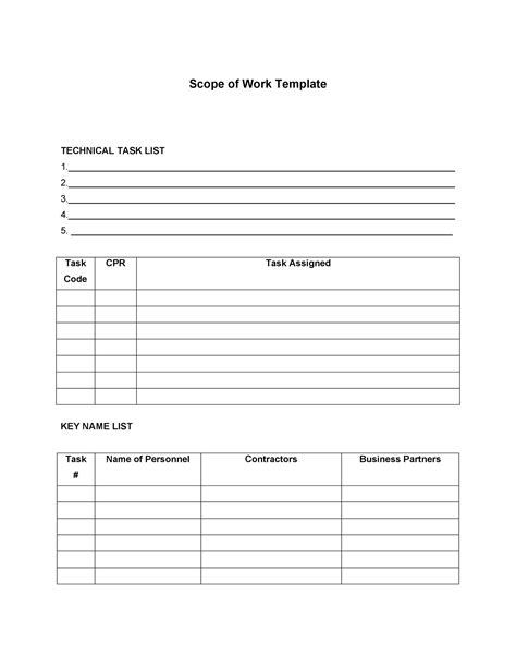 Scope Of Work Template Free