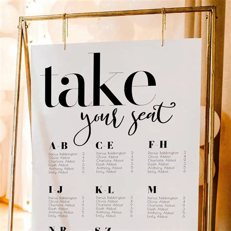 Seating Chart Wedding Alphabetical