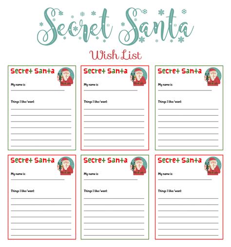 Secret Santa Wishlist Template