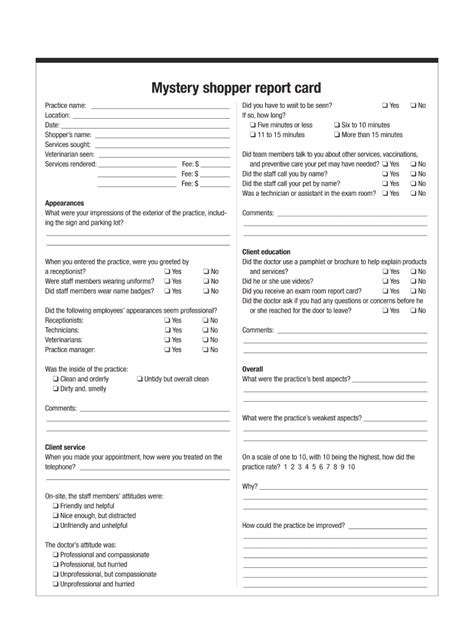 Secret Shopper Template