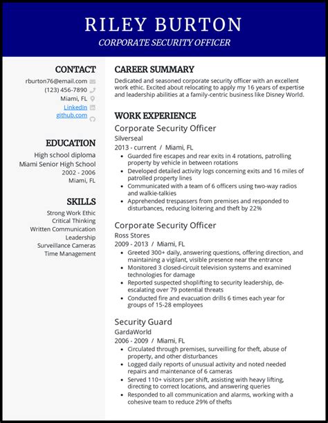 Security Officer Resume Template