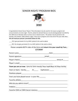 Senior Night Program Template