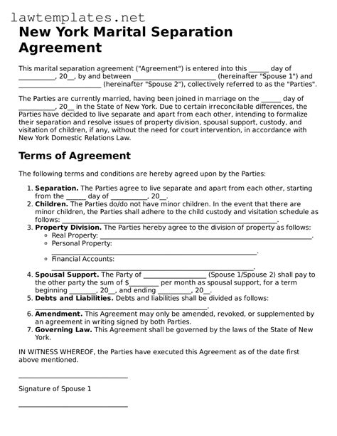 Separation Agreement Template New York