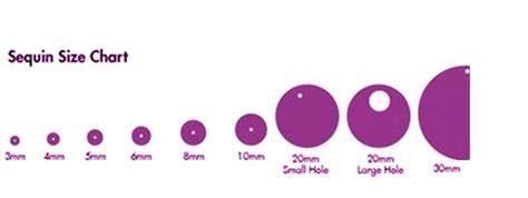 Sequin Sizes Chart