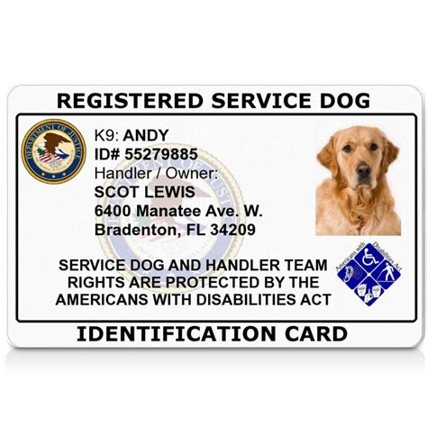 Service Dog Identification Card Template