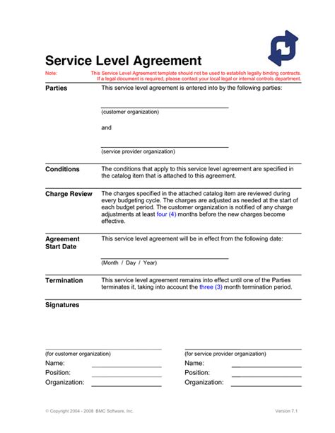Service Level Agreement Templates