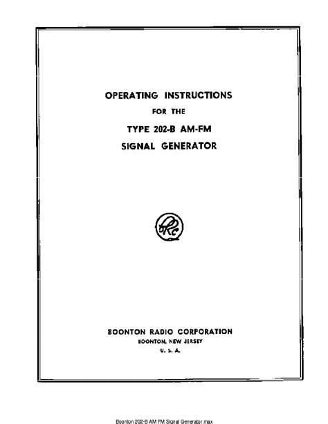 Service Manual Boonton 202b Signal Generator