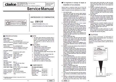 Service Manual Clarion Db125 Car Stereo Player
