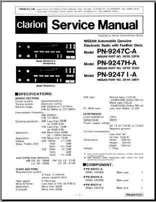 Service Manual Clarion Pn 2573d A B C Pn 2543n A B Car Stereo Player