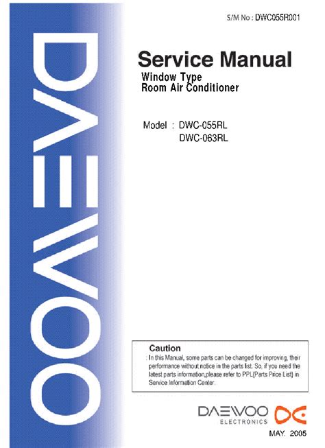 Service Manual Daewoo Dwc 055rl Room Air Conditioner