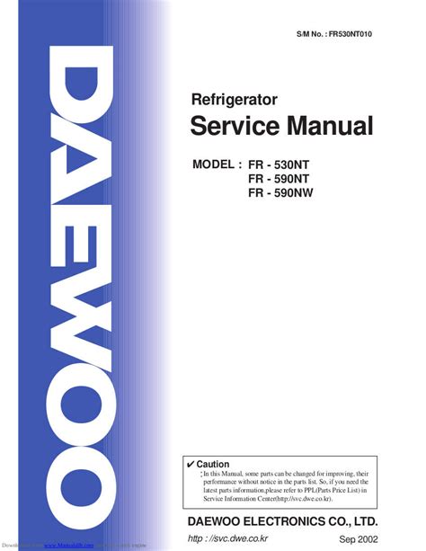 Service Manual Daewoo Fr 540n Refrigerator