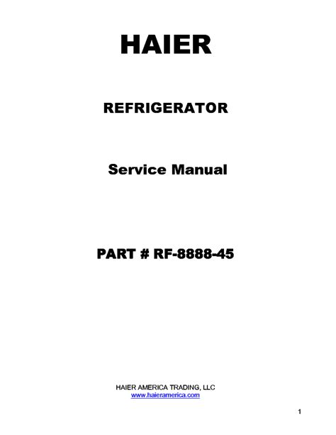 Service Manual Haier Hte21waaww Htq21jaaww Refrigerator