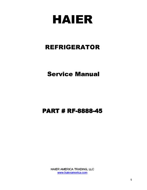 Service Manual Haier Hte21waaww Htq21jaaww Refrigerator