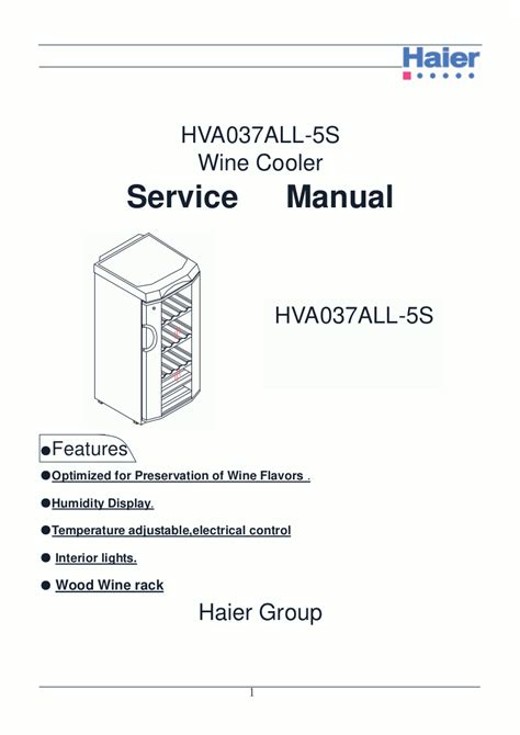 Service Manual Haier Hva037all 5s Wine Cooler