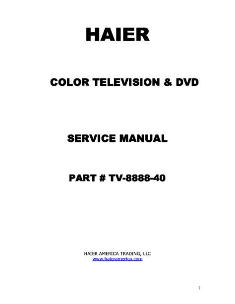 Service Manual Haier Tdc1314s Color Television Dvd