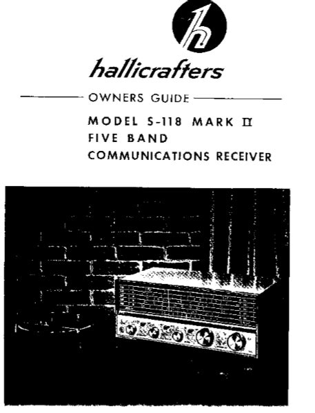 Service Manual Hallicrafters S 118 Receiver