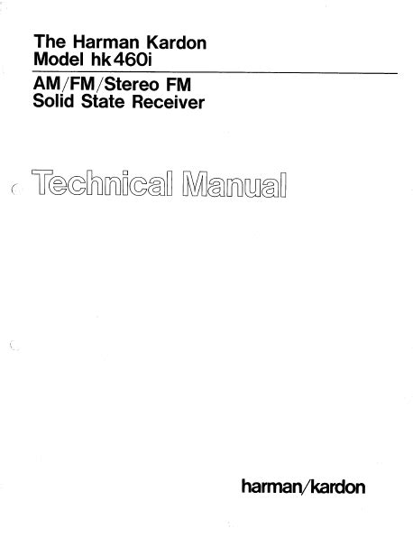 Service Manual Harman Kardon Hk460i Am Fm Stereo Fm Solid State Receiver