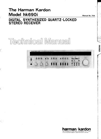 Service Manual Harman Kardon Hk690i Digital Synthesized Quartz Locker Stereo Receiver