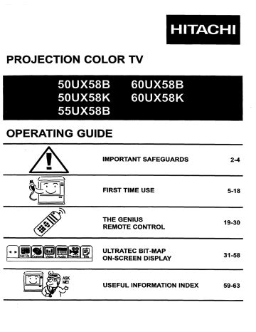 Service Manual Hitachi 50 60ux58b Projection Color Television