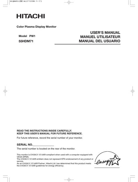 Service Manual Hitachi 50hdt55m Plasma Display Panel