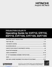 Service Manual Hitachi 51f710 Projection Color Television