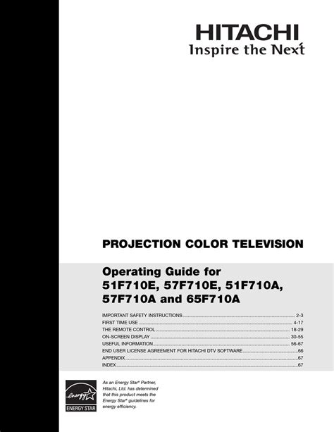 Service Manual Hitachi 51f710a Projection Color Television