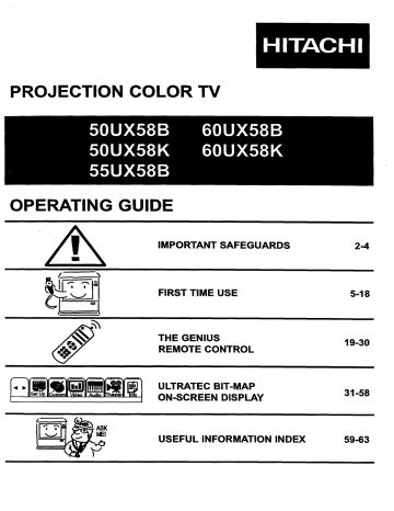 Service Manual Hitachi 60sx10ba Projection Color Tv