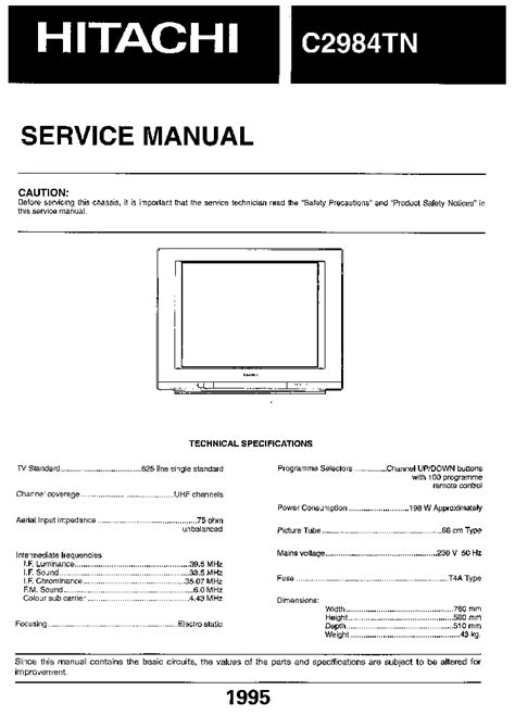 Service Manual Hitachi Ap 8x Projection Television
