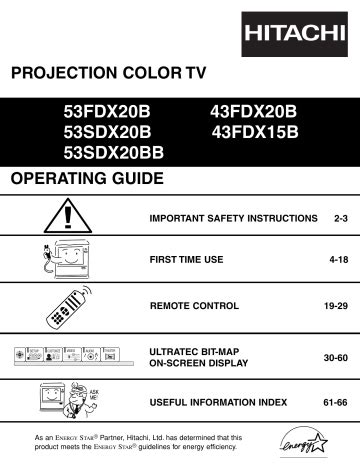 Service Manual Hitachi Pa0158 53fdx20b Dp15h Projection Color Television