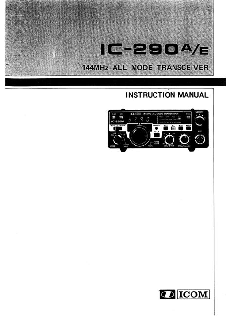 Service Manual Icom Ic 290a E H Transceiver