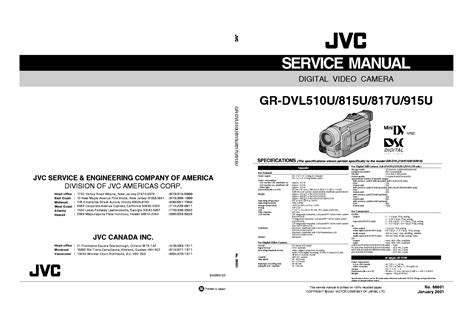 Service Manual Jvc Gr Dvl510u Gr Dvl815u Digital Video Camera