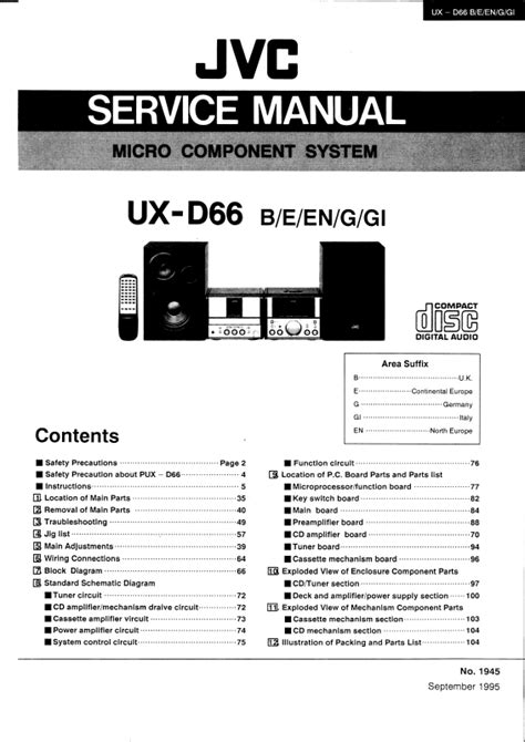 Service Manual Jvc Ux D66 B E En G Gi Micro Component System