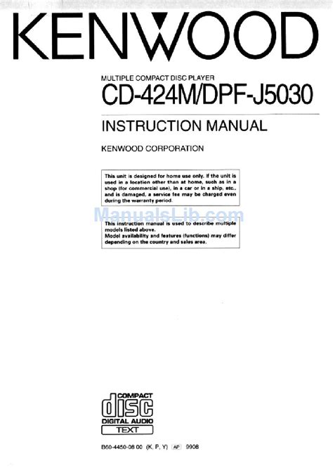 Service Manual Kenwood Cd 424m Multiple Compact Disc Player