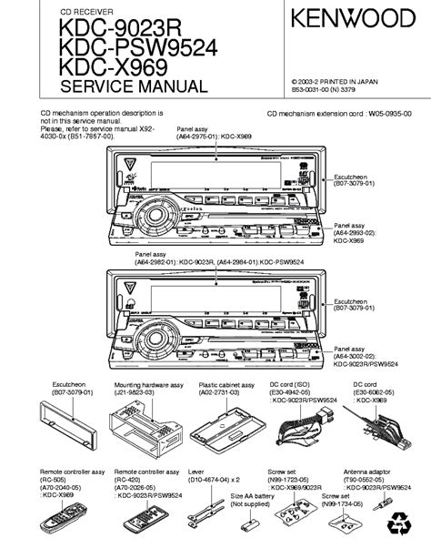 Service Manual Kenwood Kdc Psw9524 Cd Receiver