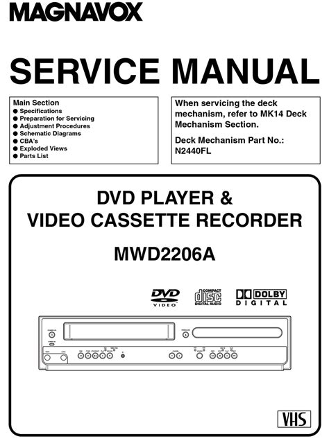 Service Manual Magnavox Mwd2206a Dvd Player Vcr