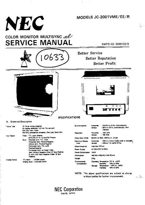 Service Manual Nec Jc 1535vma B B Ee R Monitor